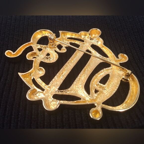 Christian Dior Vintage Gold Script Brooch  Authentic - Picture 2 of 11